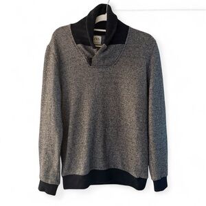 Zara Men's Shawl-Collar Sweater in Gray and Navy Blue Mens Medium